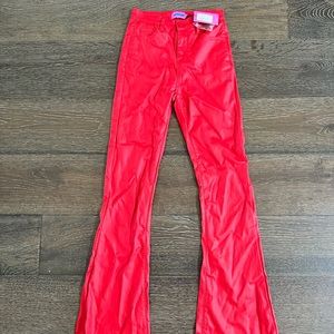 Edikted Luna Faux Red Leather Pants Small